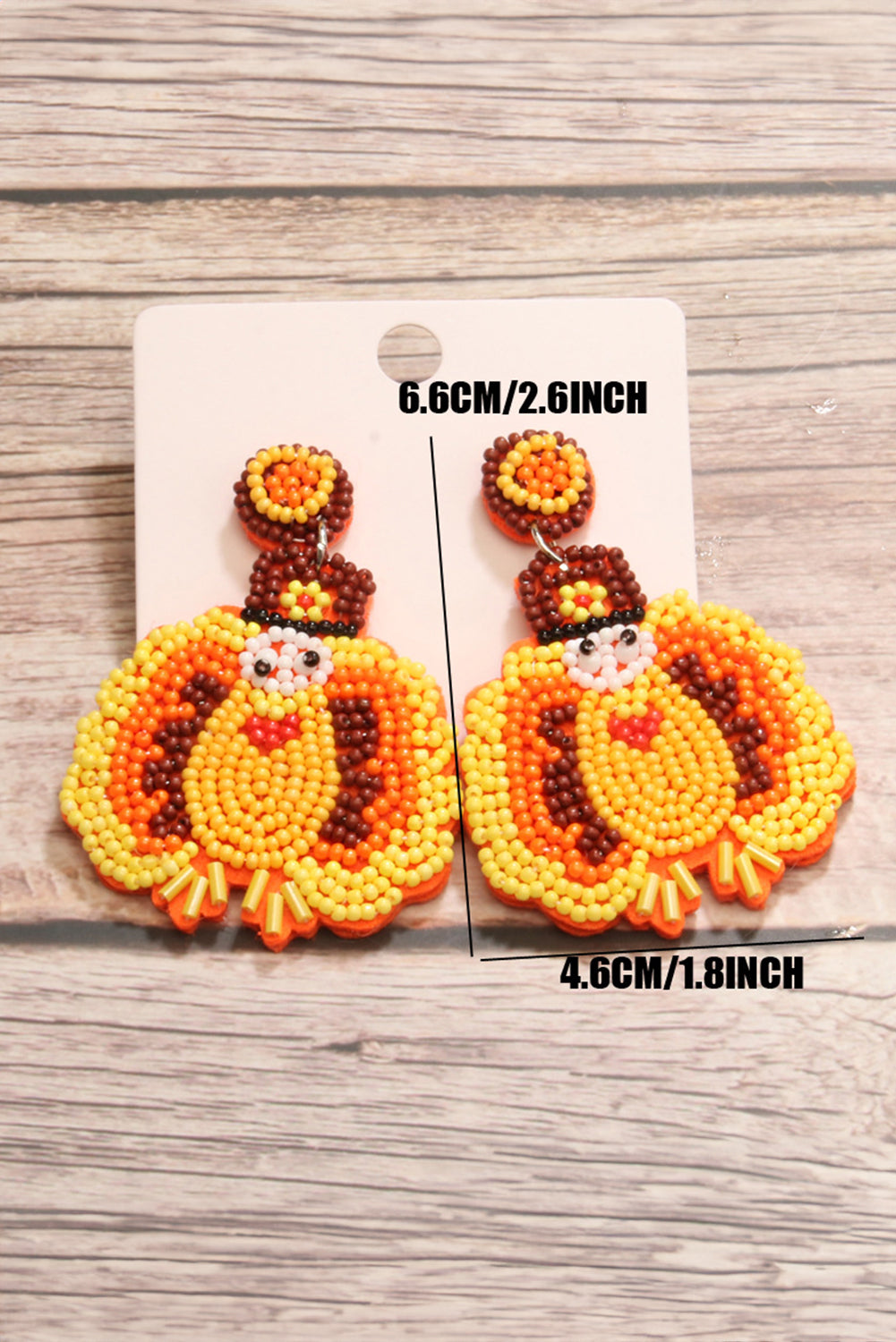 Yellow Thanksgiving Turkey Beaded Drop Earrings