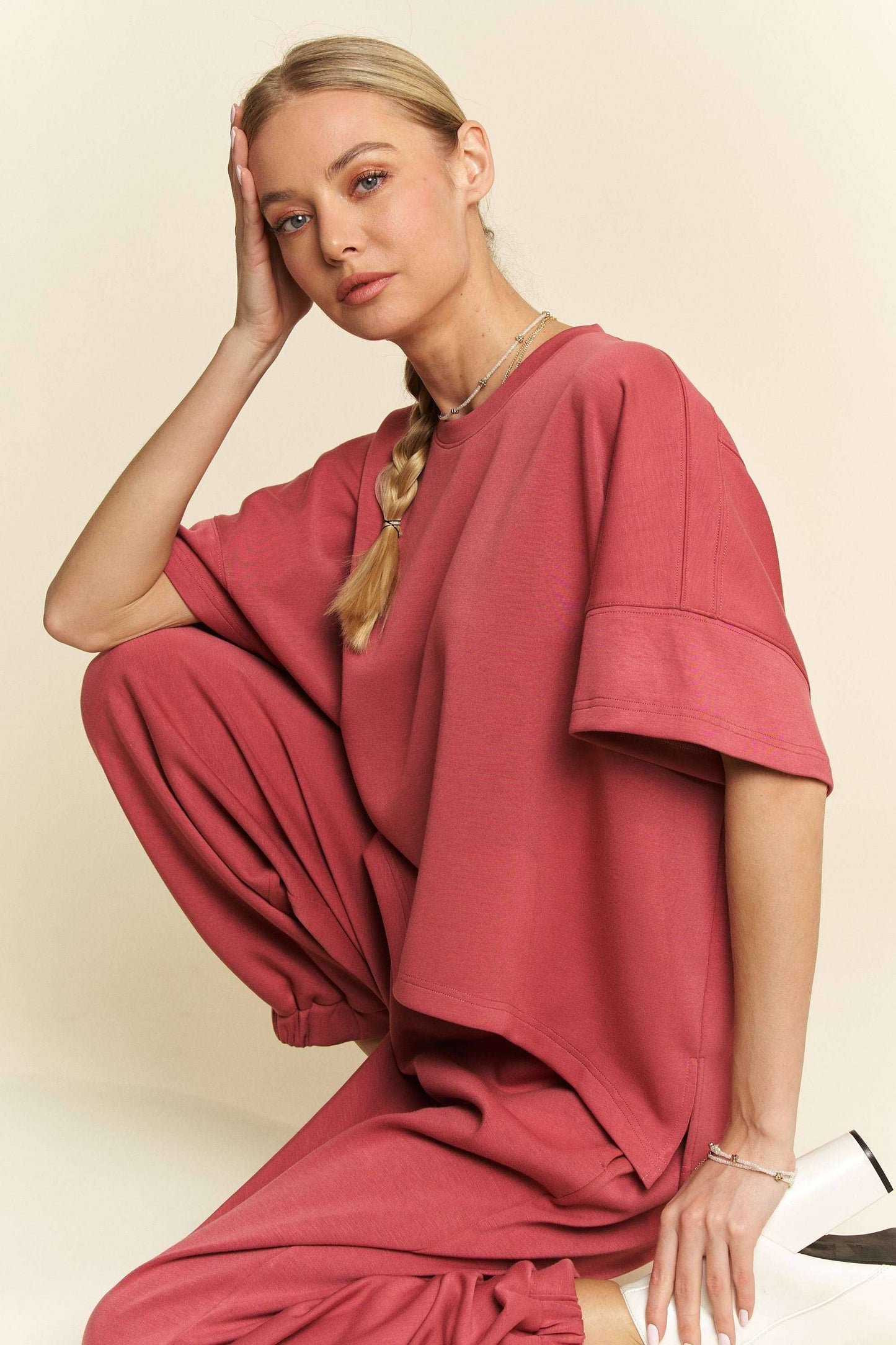 FLOWY TOP WITH ELASTIC WAIST BAND PANTS SET
