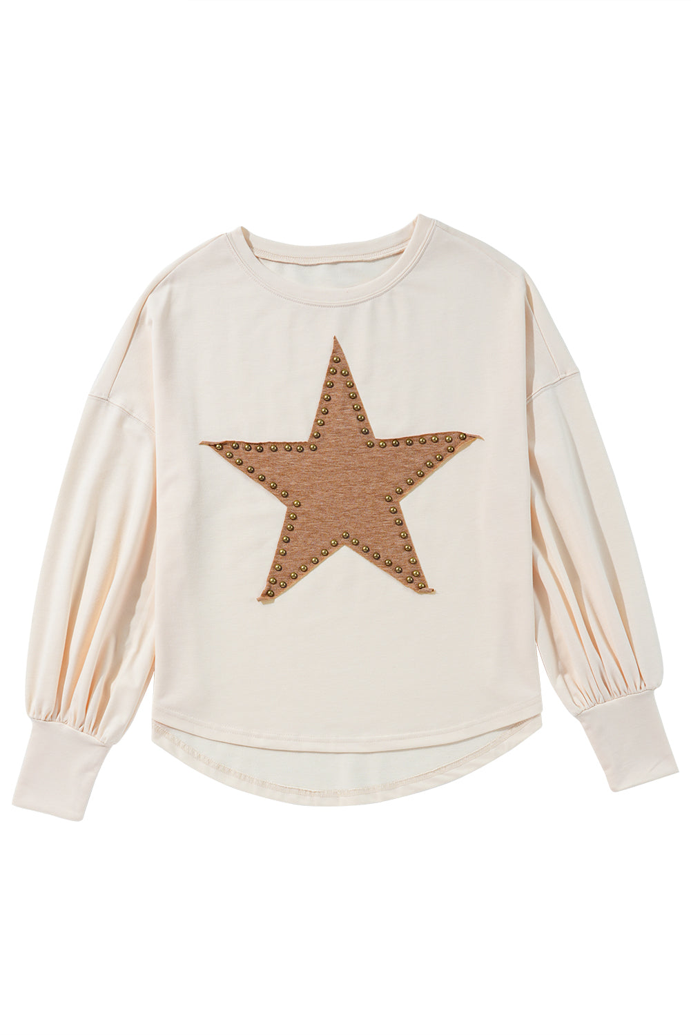 Apricot Studded Star Graphic Oversized Long Sleeve Top