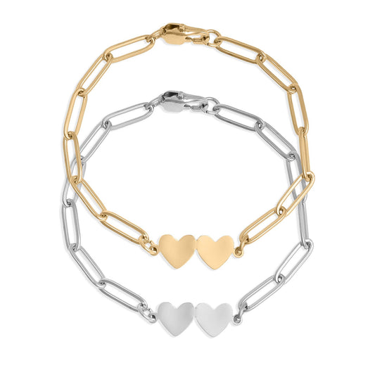 2 Heart Paperclip Bracelet