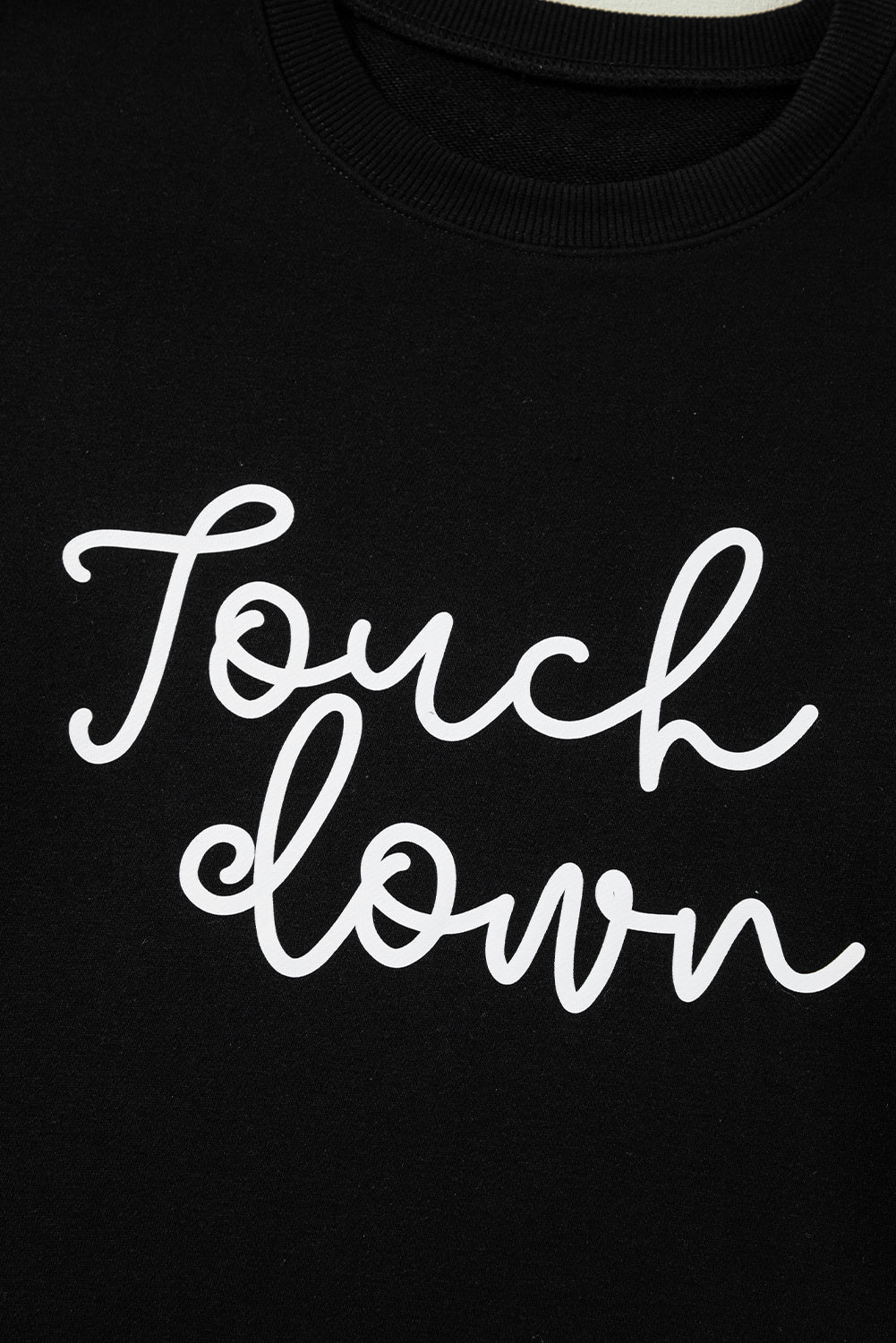 Black Touch Down Letter Bow Print Graphic Sweatshirt