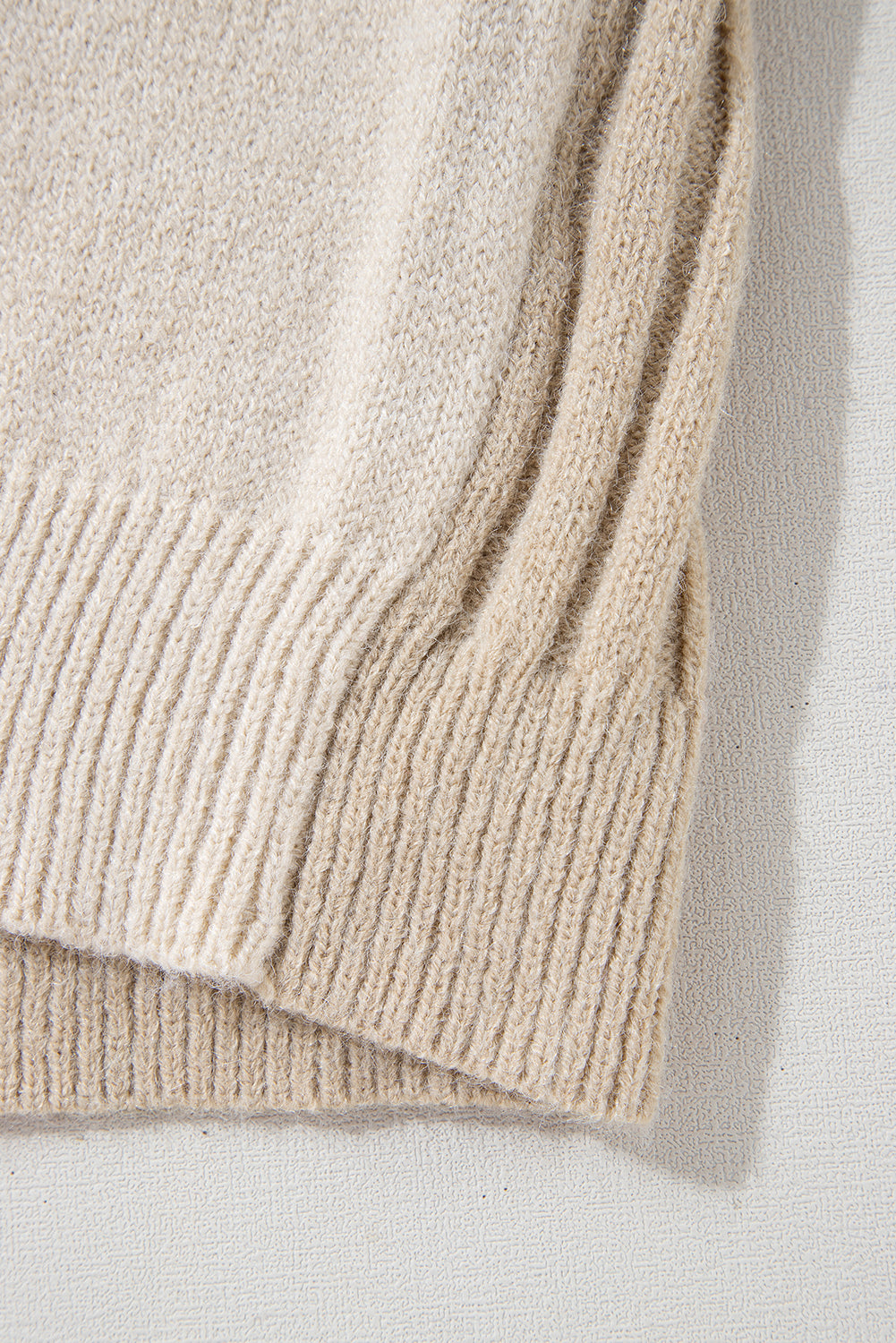 Khaki Cable Knit Colorblock Crew Neck Drop Shoulder Sweater