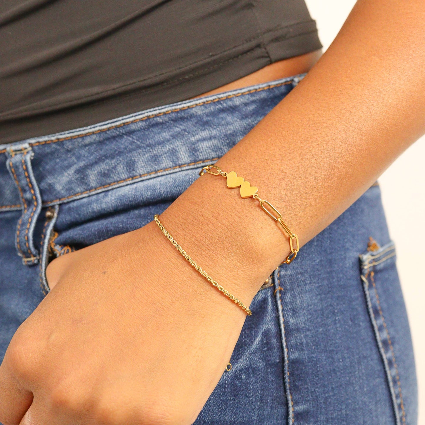 2 Heart Paperclip Bracelet