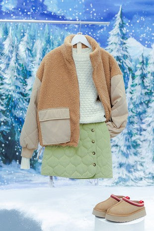 Reversible Teddy Puffer Jacket